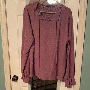 SHEIN Mauve Ruffle Trim Blouse